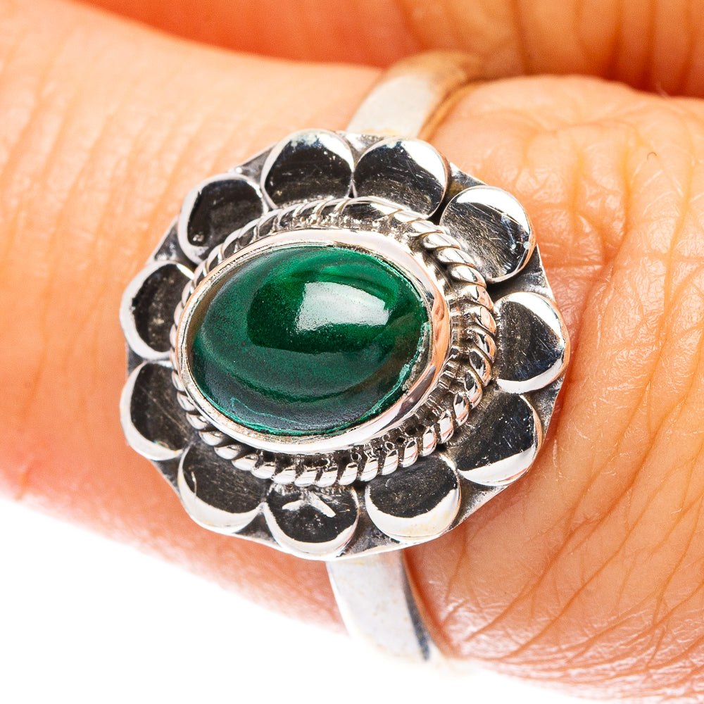 Malachite Dainty Ring Size 7 (925 Sterling Silver) R5724