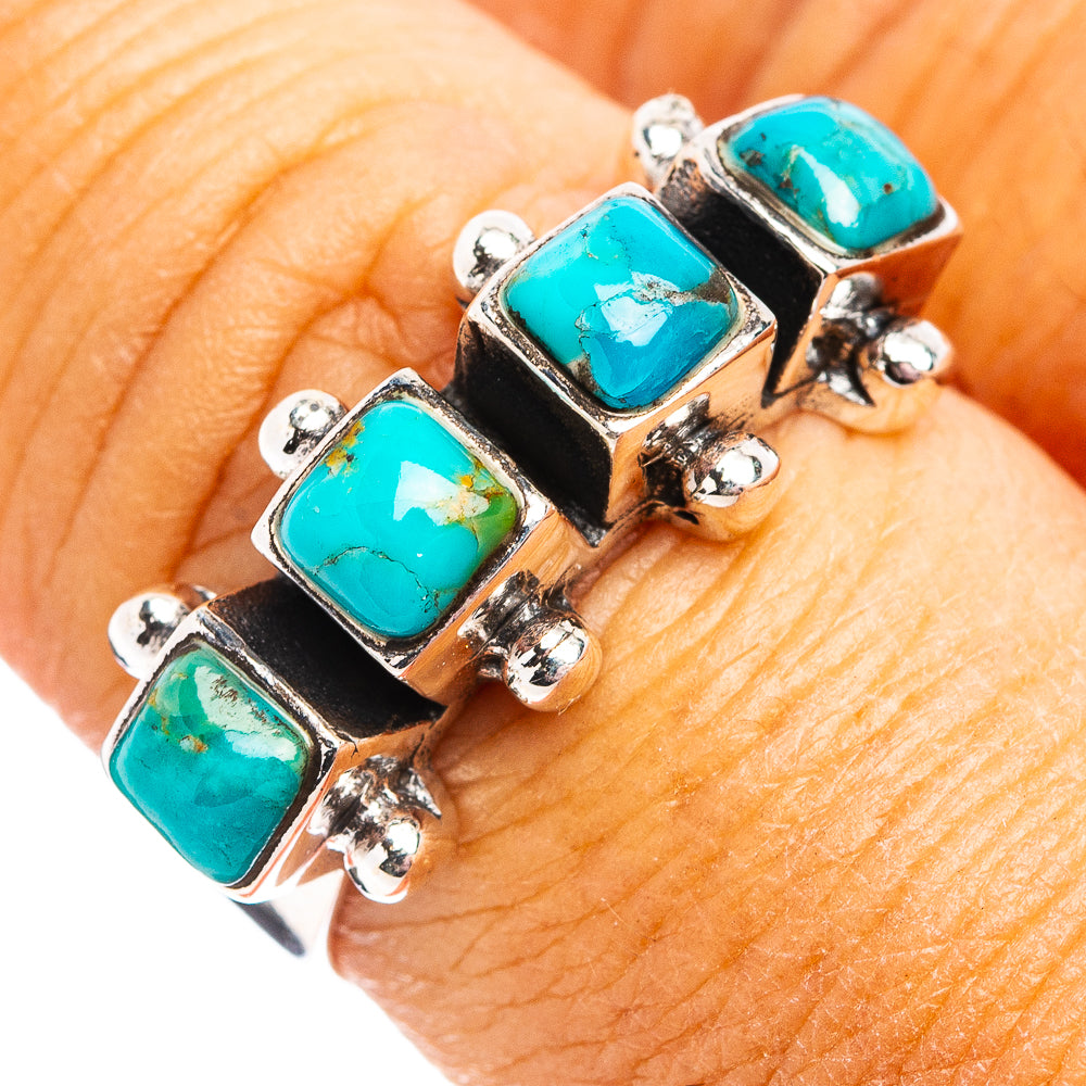 Native Style Mohave Turquoise Ring Size 6.5 (.925 Sterling Silver)