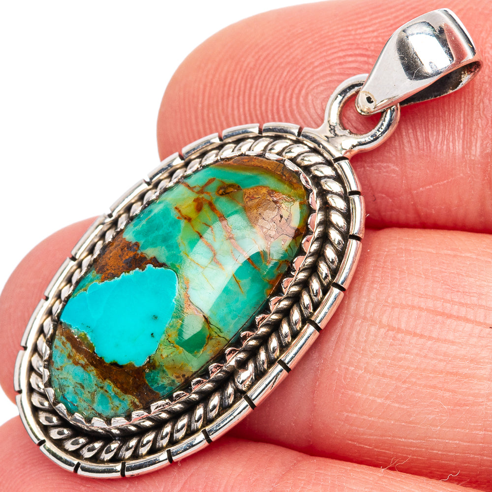 Rare Arizona Turquoise Pendant 1 3/8" (925 Sterling Silver) P42120