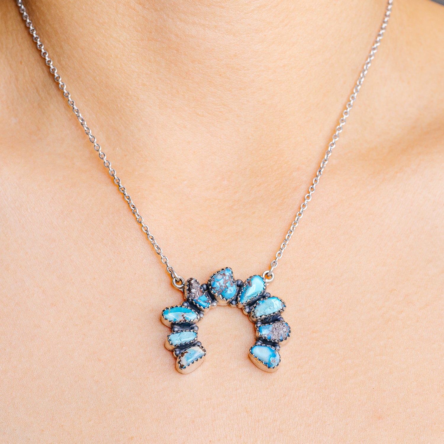 Golden Hills Turquoise Necklace 17 to 19" (.925 Sterling Silver)