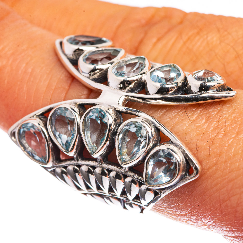 Large Blue Topaz 925 Sterling Silver Ring Size 8