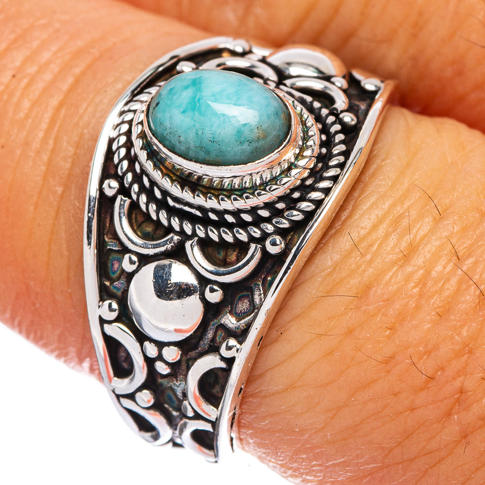 Rare Larimar Ring Size 7.75 (925 Sterling Silver) R146370