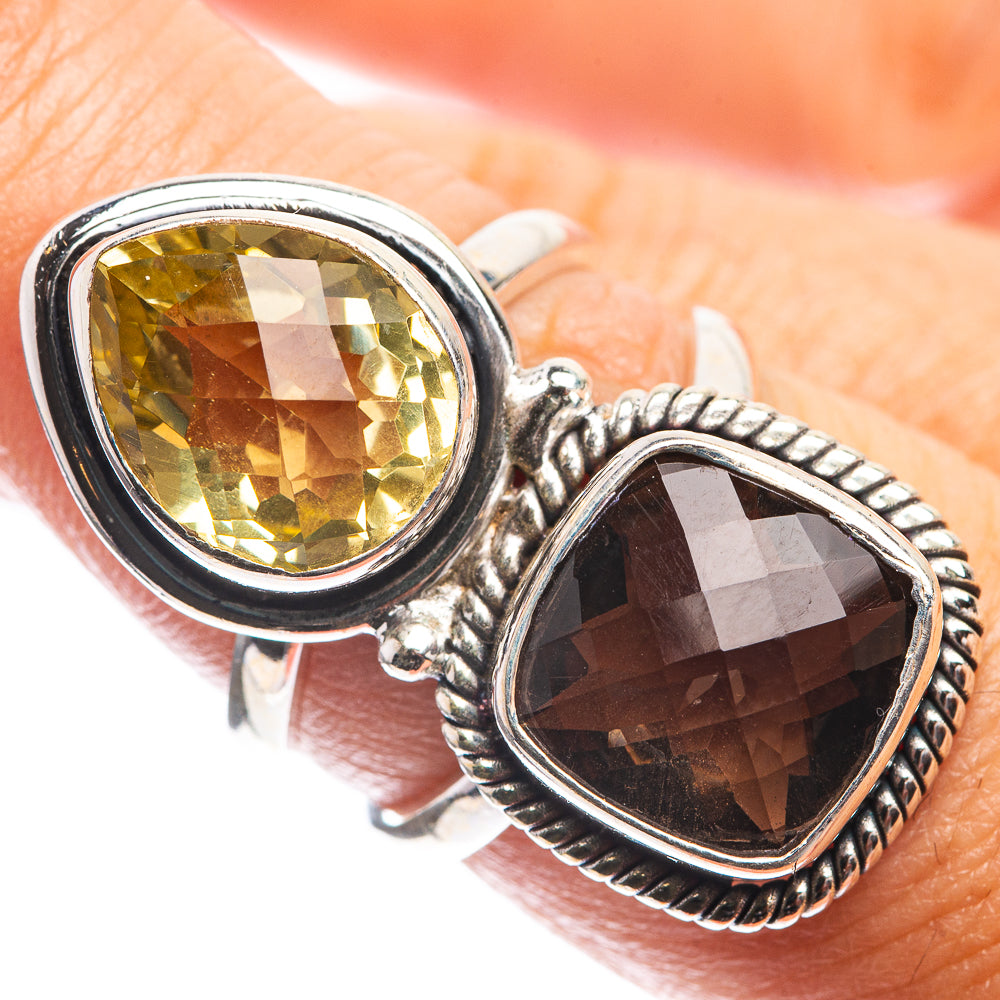 Large Smoky Quartz, Citrine Ring Size 7 (925 Sterling Silver) R143167