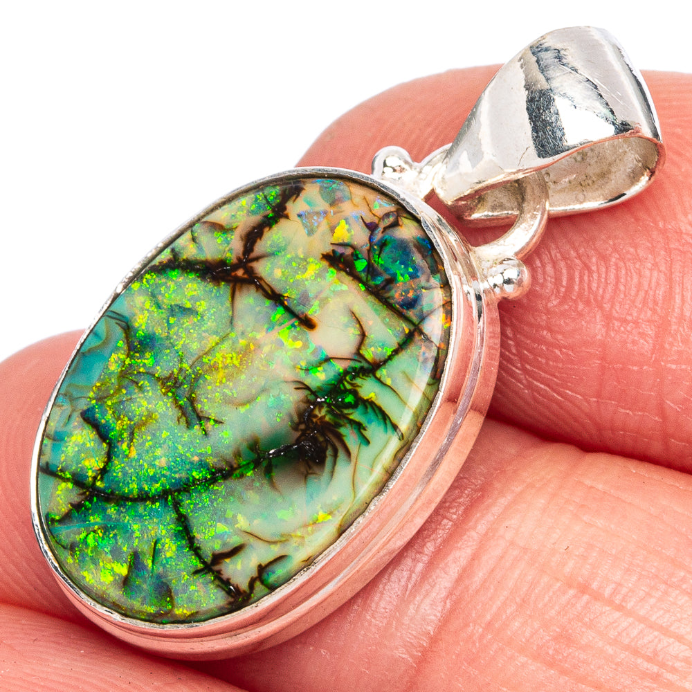 Rare Sterling Opal Pendant 1 1/8" (925 Sterling Silver) P40458