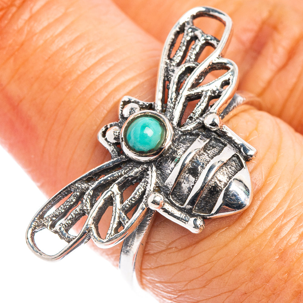 Turquoise Bee Dainty Ring Size 7.75 (.925 Sterling Silver)