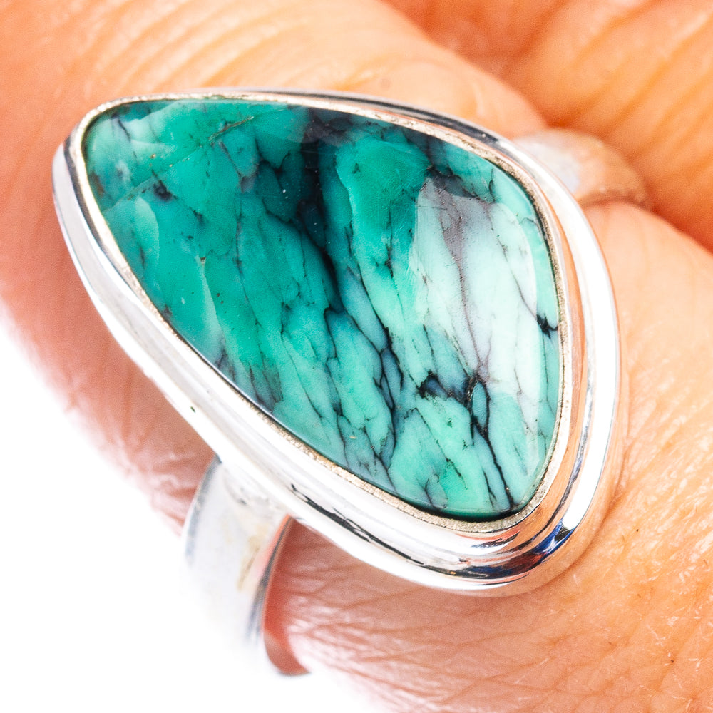 Rare Black Bridge Variscite Ring Size 9 (.925 Sterling Silver)