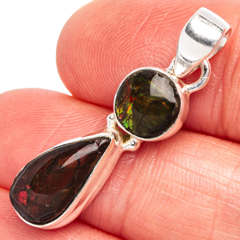 Rare Ammolite Pendant 1 3/8" (925 Sterling Silver) P44071