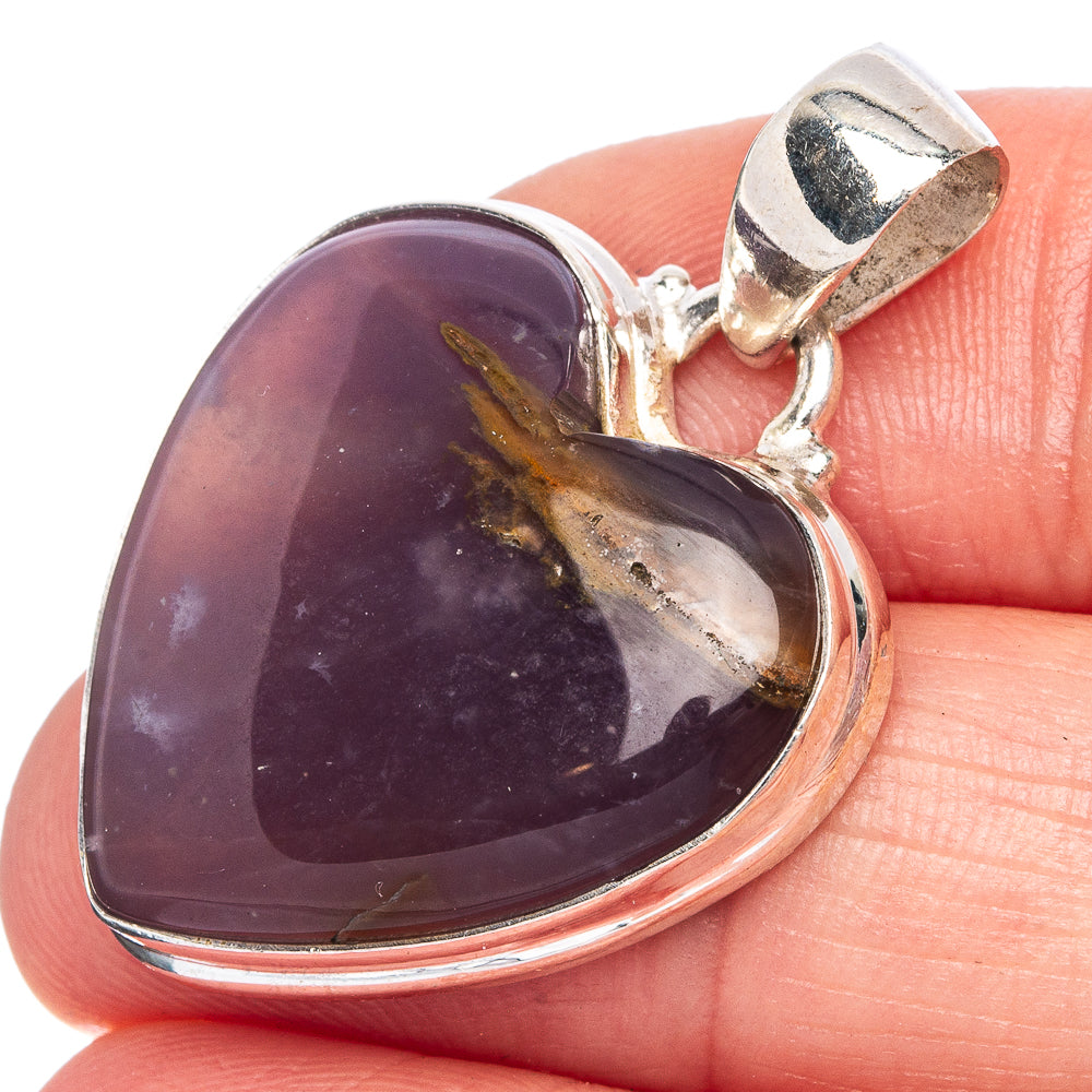 Rare Cacoxenite Amethyst Heart Pendant 1 3/8" (925 Sterling Silver) P40424