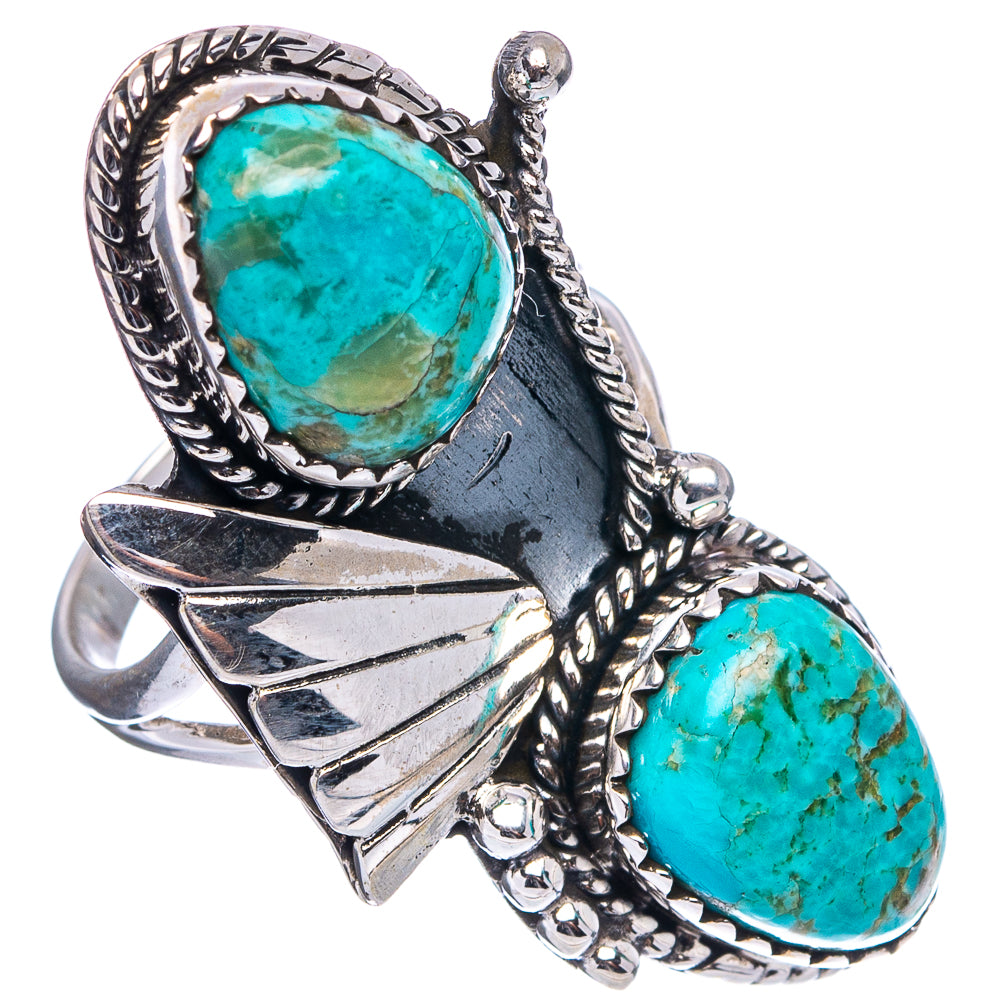 Native Style Mohave Turquoise Ring Size 6.75 (.925 Sterling Silver)