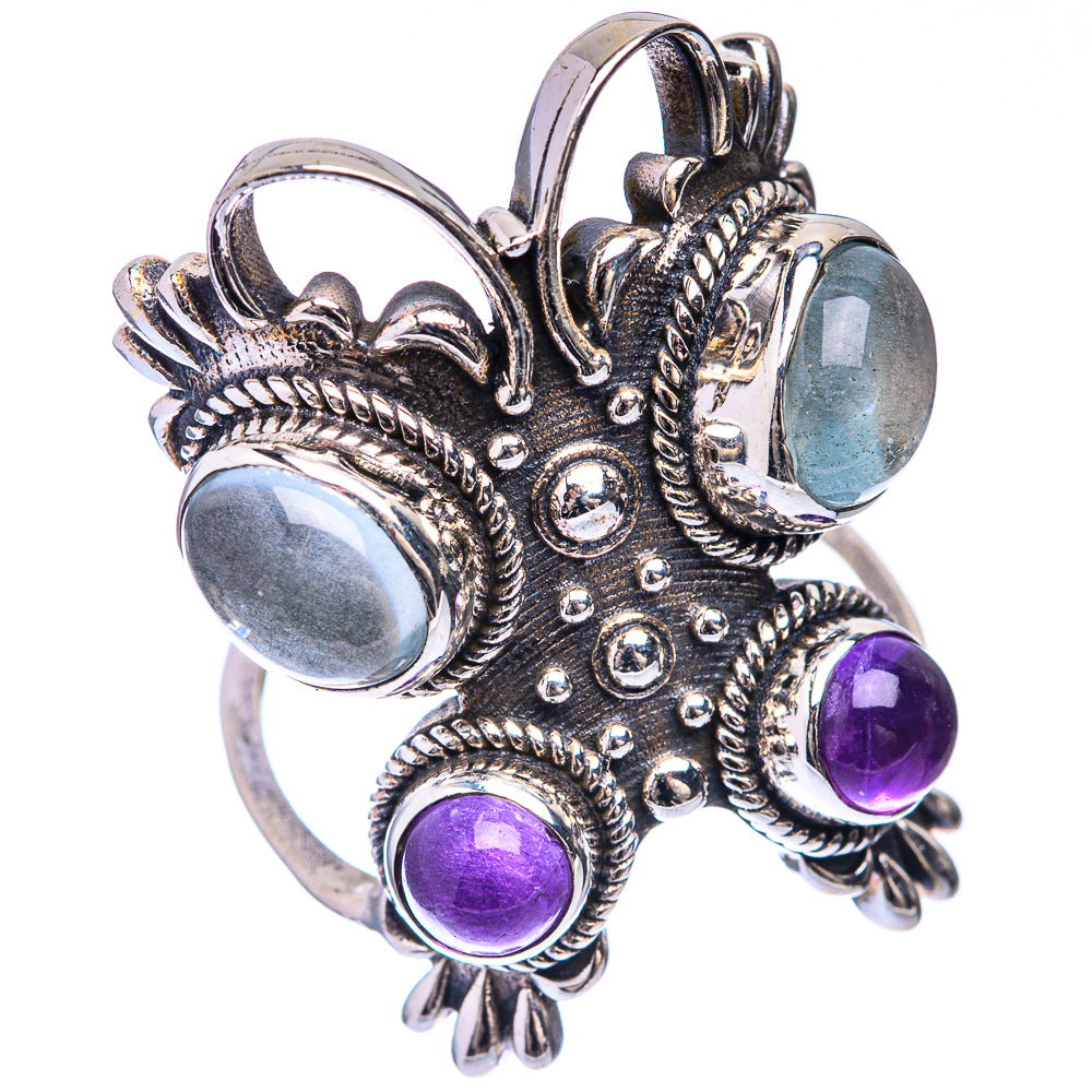 Large Aquamarine, Amethyst Ring Size 6.75 (925 Sterling Silver) R141619