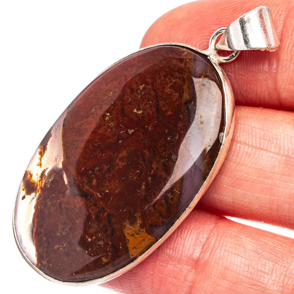 Red Jasper Pendant 1 7/8" (Silver Plated)