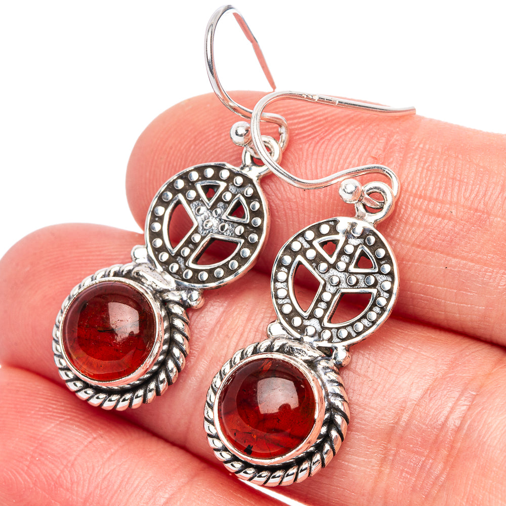 Baltic Amber Peace Earrings 1 3/8" (925 Sterling Silver) E1389