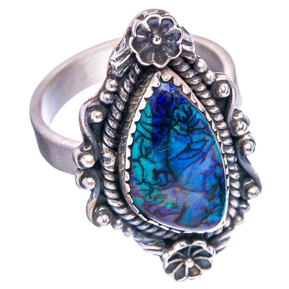 Exclusive Native Style Sterling Opal Ring Size 7 Adjustable (.925 Sterling Silver)