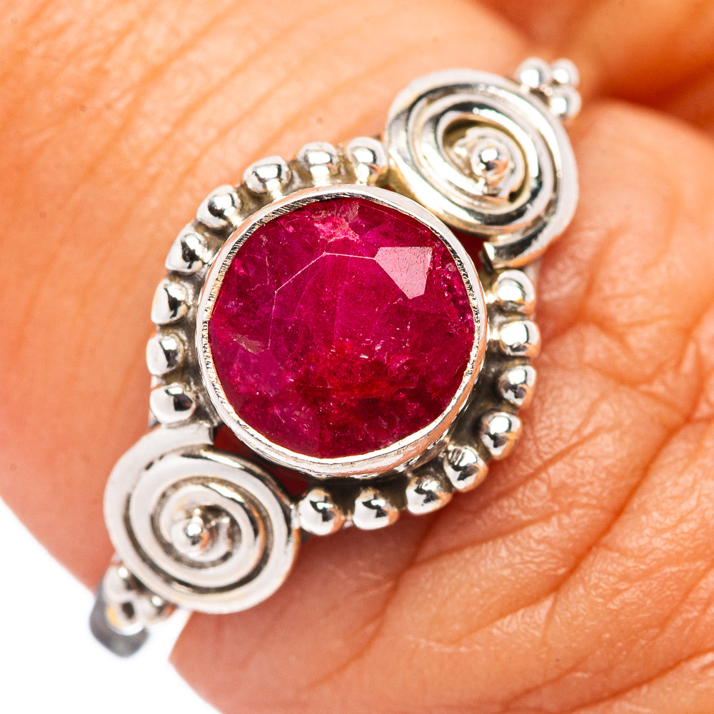 Dainty Red Sillimanite Ring Size 7 (.925 Sterling Silver)