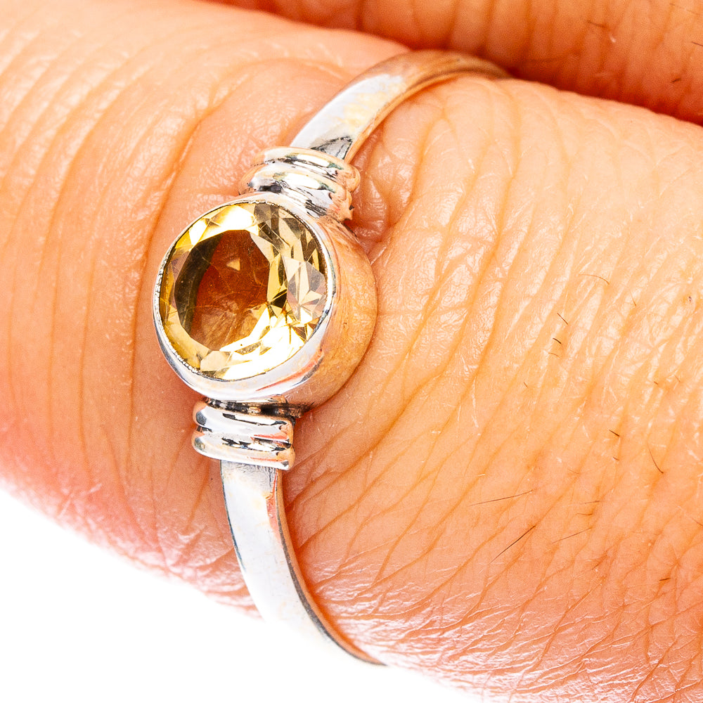 Faceted Citrine Dainty Ring Size 8.5 (925 Sterling Silver) R146909