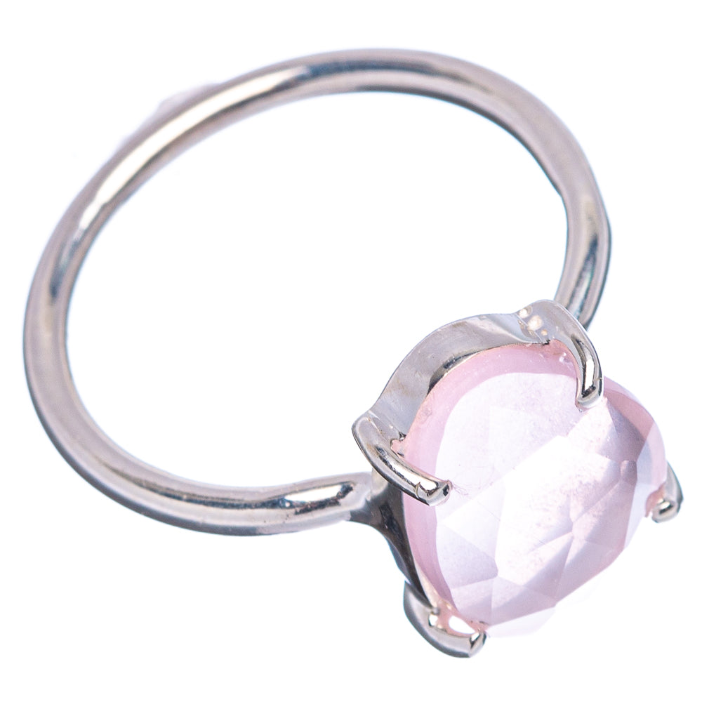 Faceted Rose Quartz Ring Size 6 (.925 Sterling Silver)