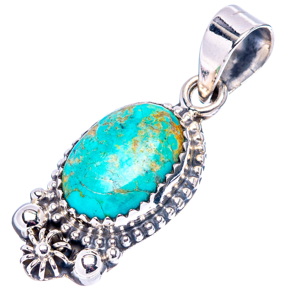 Mohave Turquoise Native Style Pendant 1 3/8" (.925 Sterling Silver)