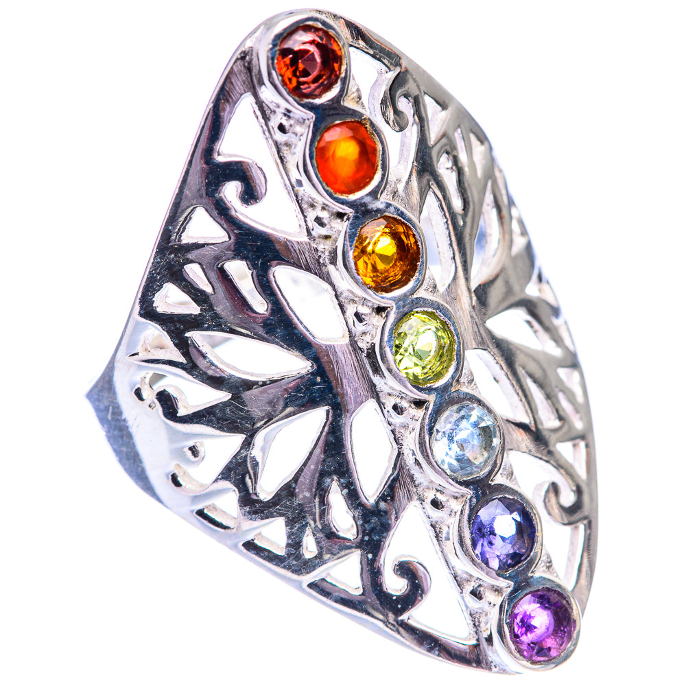 Rainbow Chakra Ring Size 9 (925 Sterling Silver) R140618