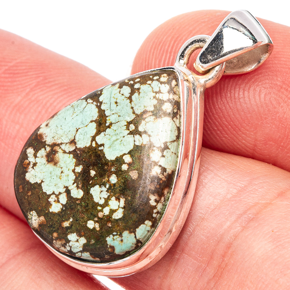 Rare Spider Web Turquoise Pendant 1 1/8" (925 Sterling Silver) P44454