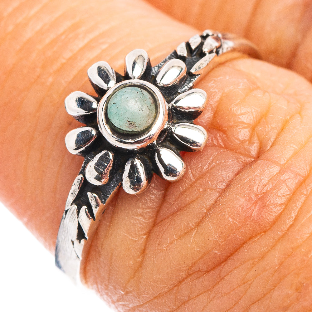 Amazonite Flower Dainty Ring Size 6.75 (.925 Sterling Silver)