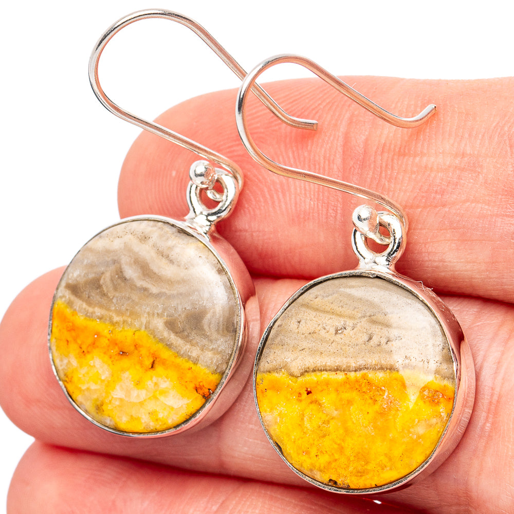 Bumblebee Jasper Earrings 1 1/2" (.925 Sterling Silver)