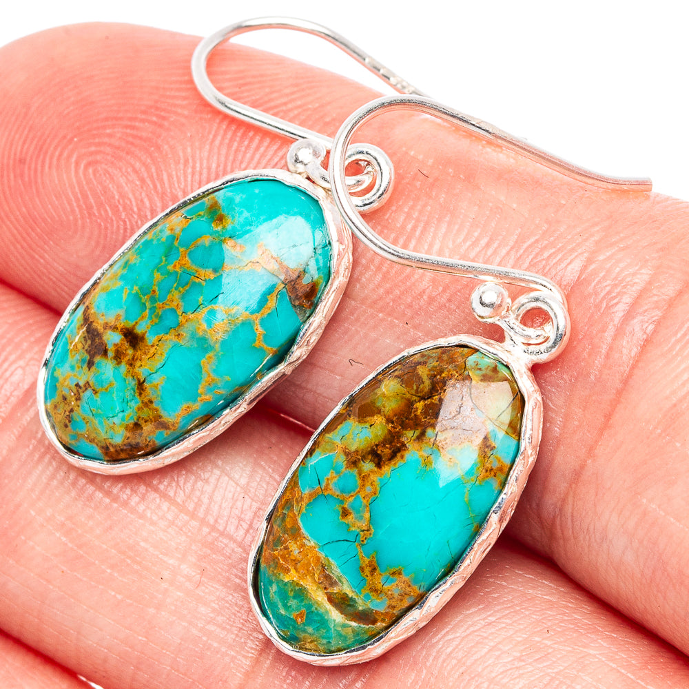 Kingman Turquoise Earrings 1 3/8" (925 Sterling Silver) E1702