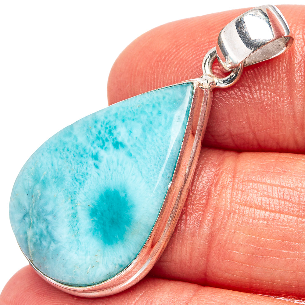 Rare Larimar Pendant 1 1/2" (.925 Sterling Silver)