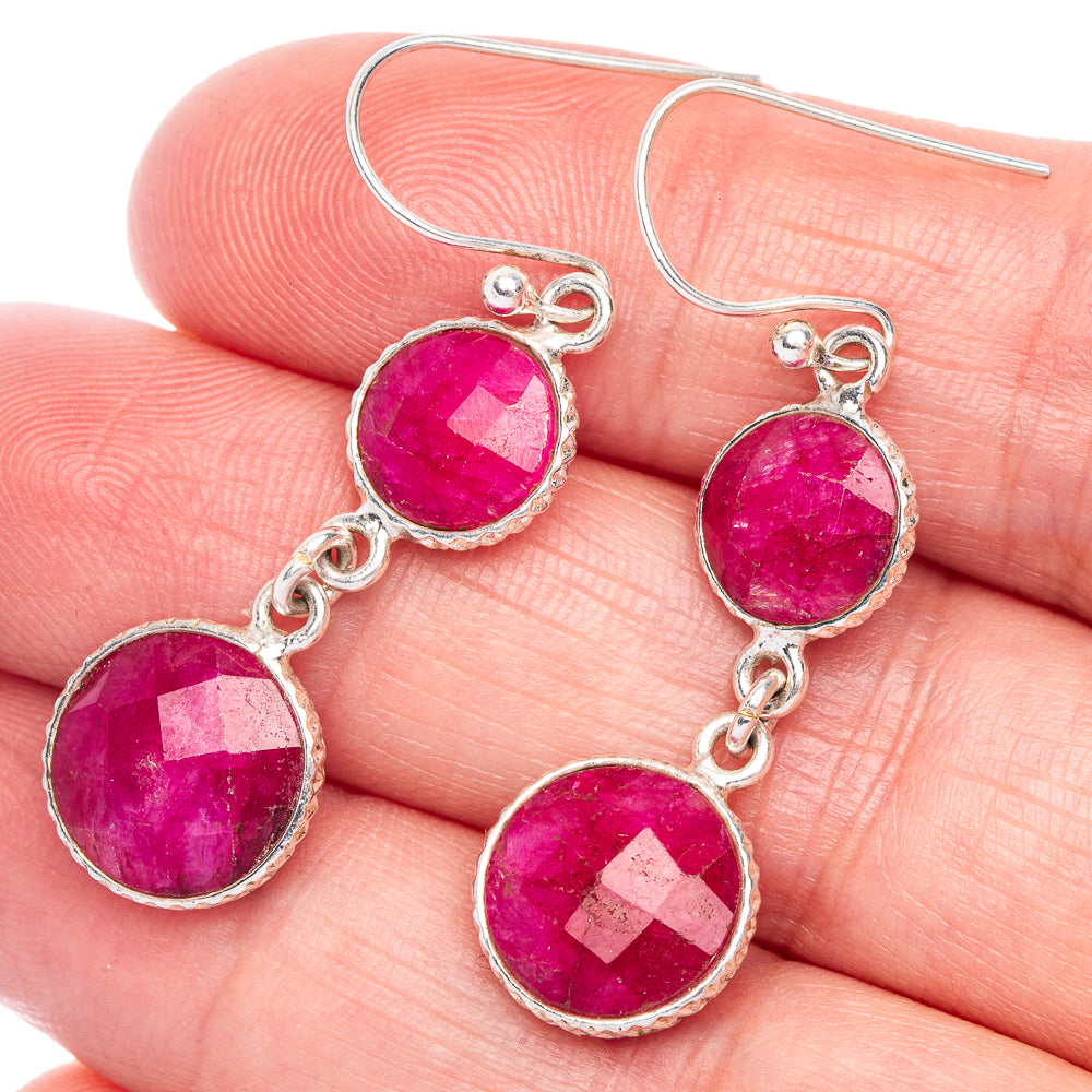Ruby Earrings 1 5/8" (925 Sterling Silver) E433483