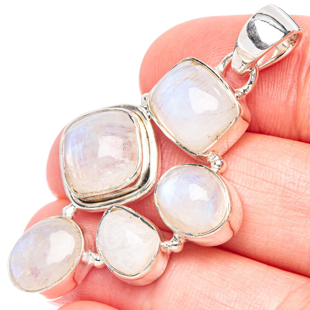 Rainbow Moonstone Pendant 1 7/8" (925 Sterling Silver) P44338