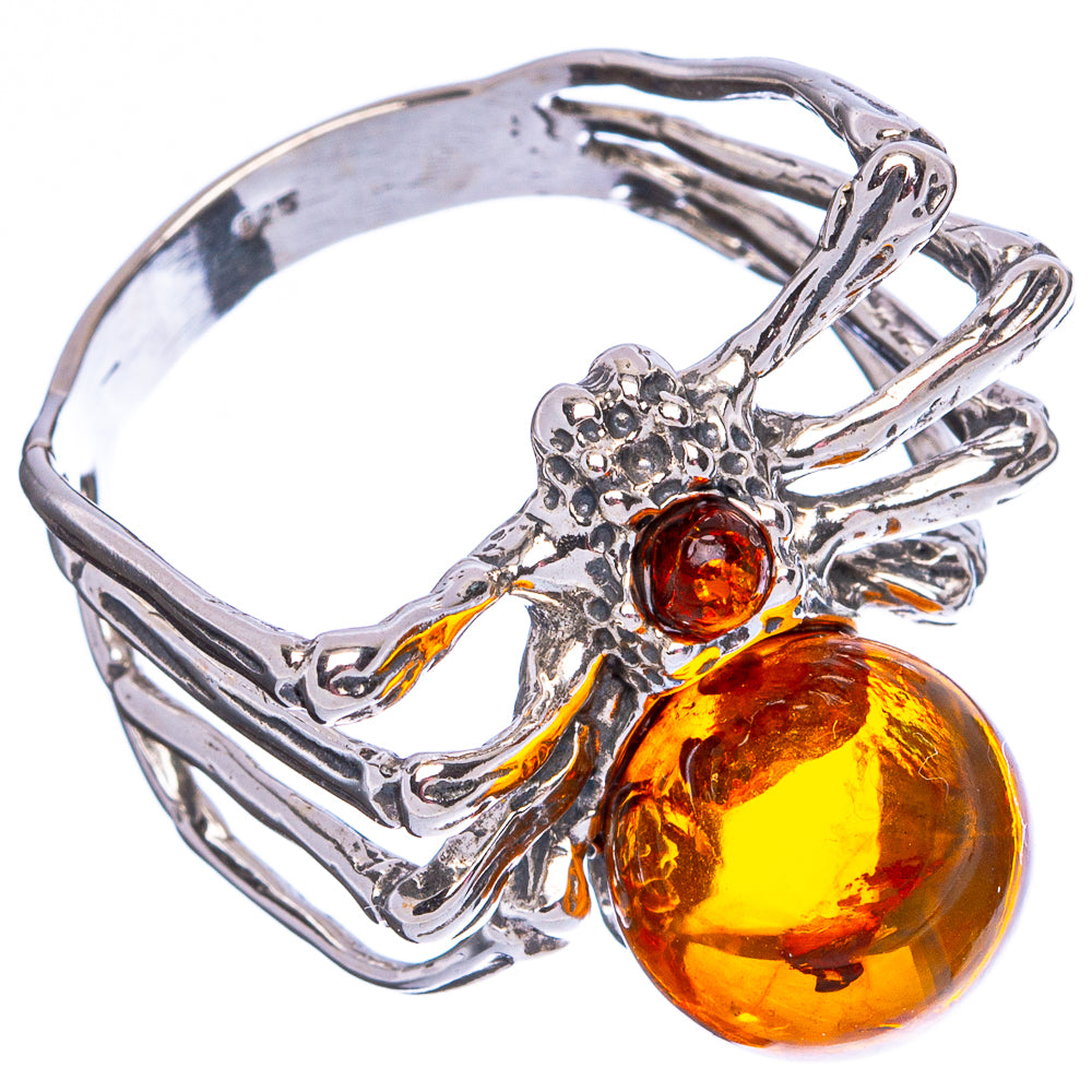 Baltic Amber Spider Ring Size 9 (.925 Sterling Silver)