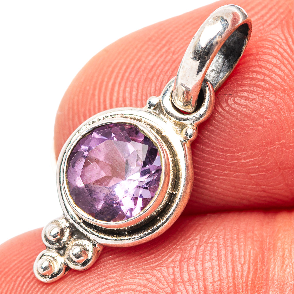 Dainty Amethyst Pendant 7/8" (.925 Sterling Silver)