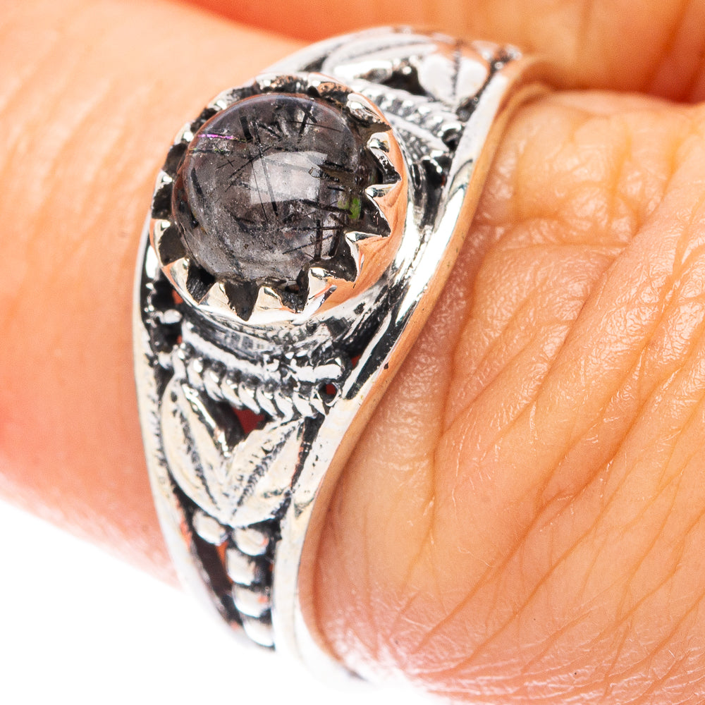 Tourmalinated Quartz Dainty Ring Size 6.5 (925 Sterling Silver) R5909