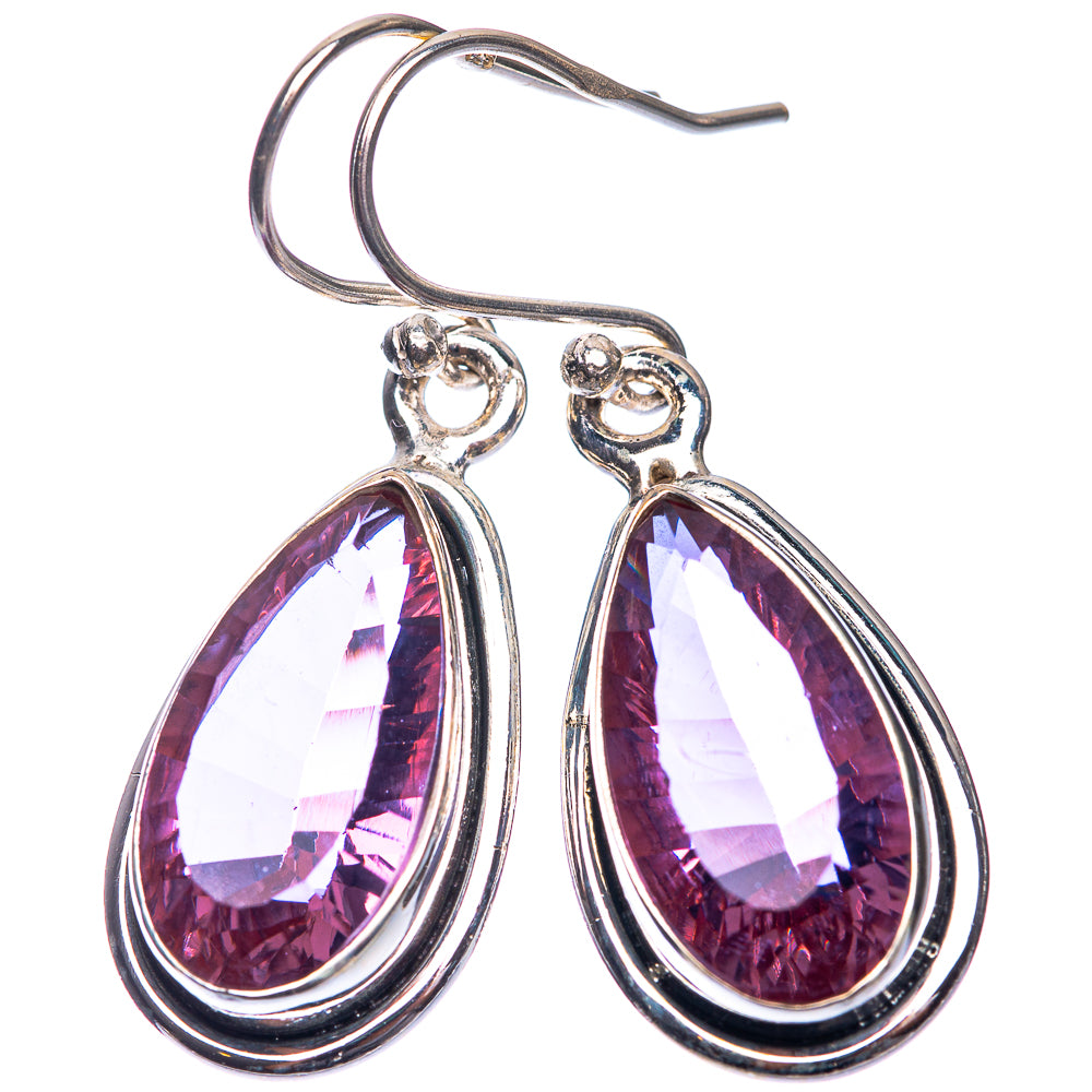 Faceted Color Change Alexandrite (Lab.) Earrings 1 3/8" (925 Sterling Silver) E432613