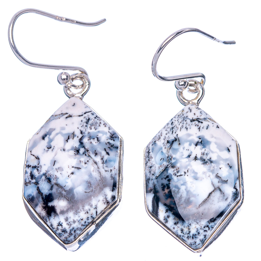 Dendritic Opal Earrings 1 5/8" (925 Sterling Silver) E1694