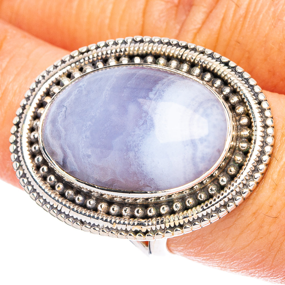 Blue Lace Agate 925 Sterling Silver Ring Size 7.75 (925 Sterling Silver) R6399