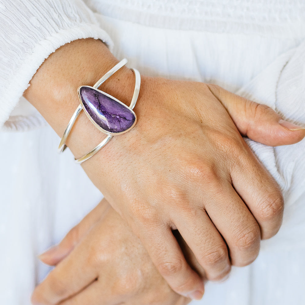 Sugilite Cuff Bracelet (925 Sterling Silver) BR90271