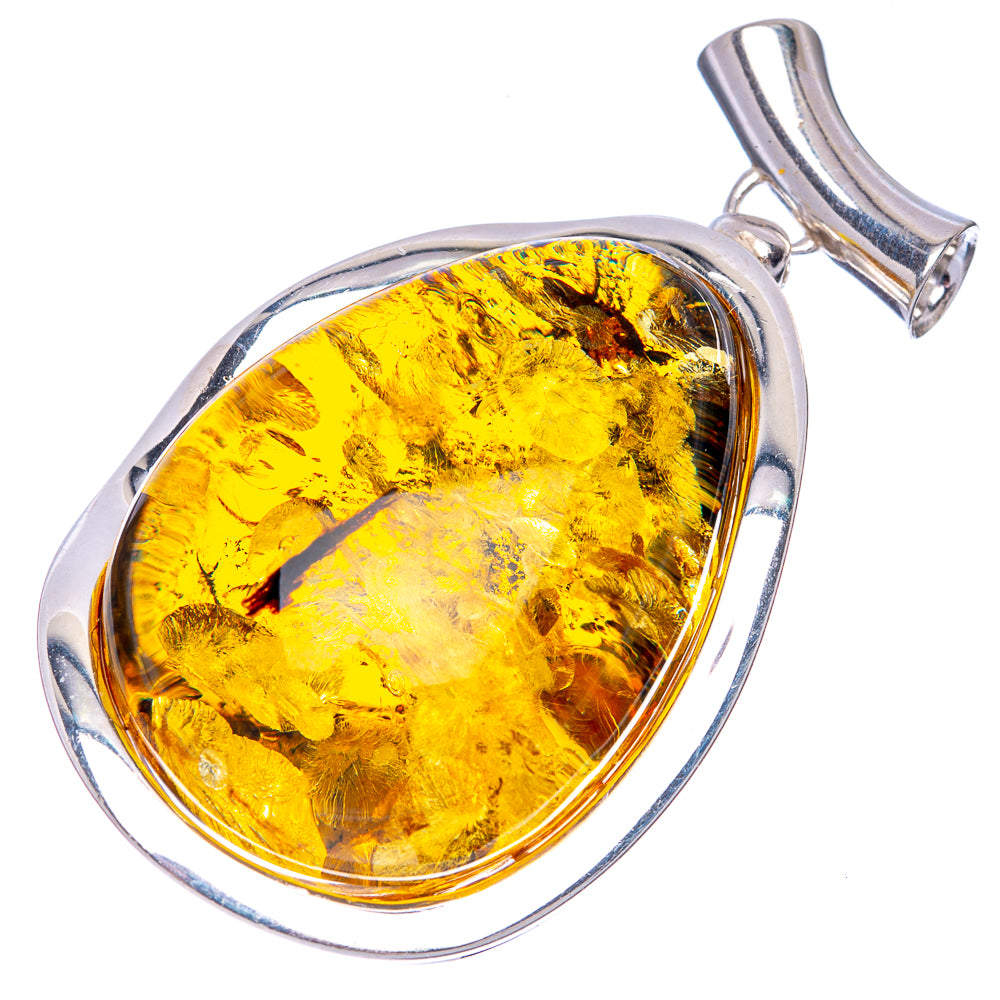 Anasilvercos Baltic Amber Pendant 1 3/4" (925 Sterlnig Silver)