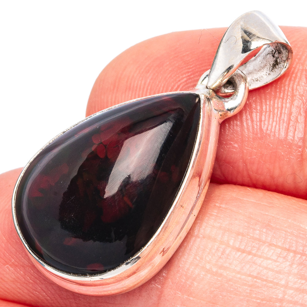 Rare Black Opal Pendant 1 1/4" (925 Sterling Silver) P43342