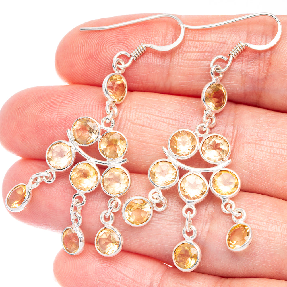 Faceted Citrine Earrings 2 1/8" (925 Sterling Silver) E433352