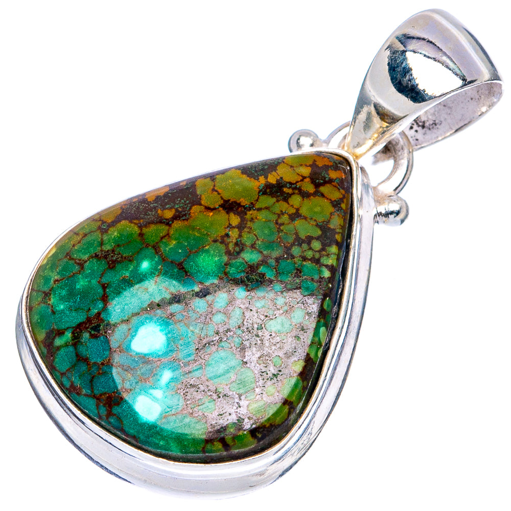 Rare Arizona Spider Web Turquoise Pendant 1 1/4" (925 Sterling Silver) P43308