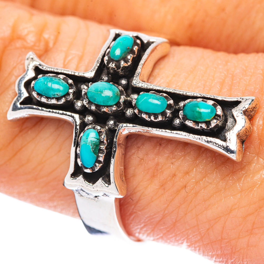 Rare Arizona Turquoise Cross Ring Size 9.5 (925 Sterling Silver) R4530