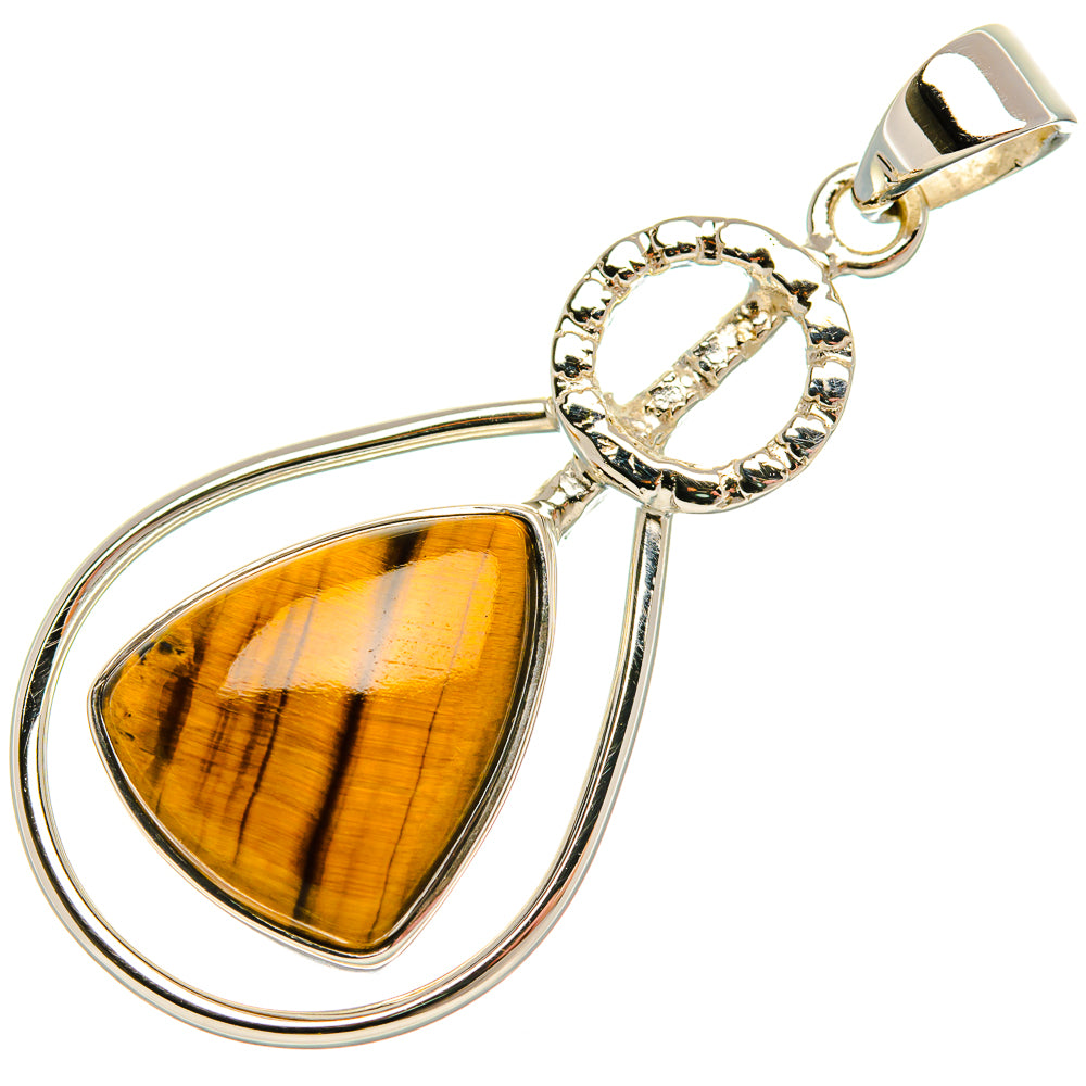 Premium Tiger Eye 925 Sterling Silver Pendant 1 3/4" (925 Sterling Silver) PD37762