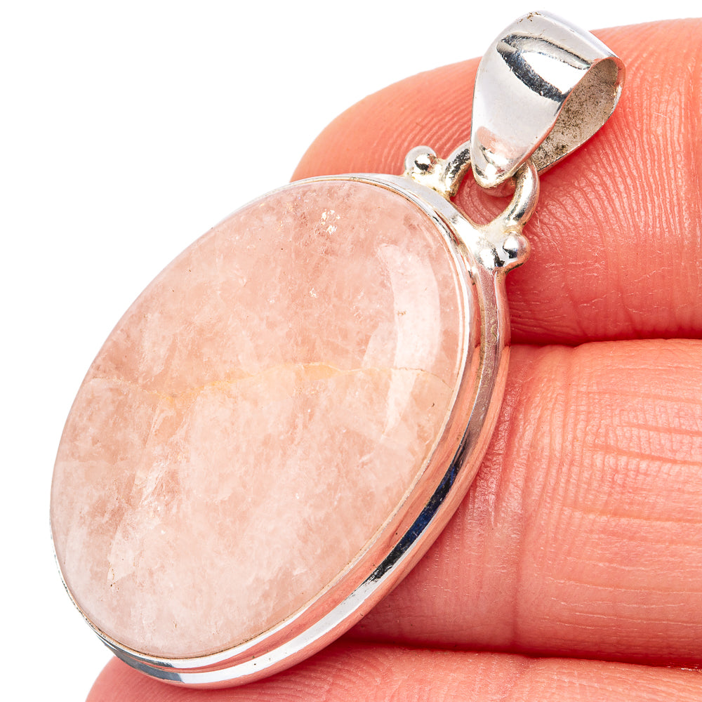 Rose Quartz Pendant 1 1/2" (.925 Sterling Silver)