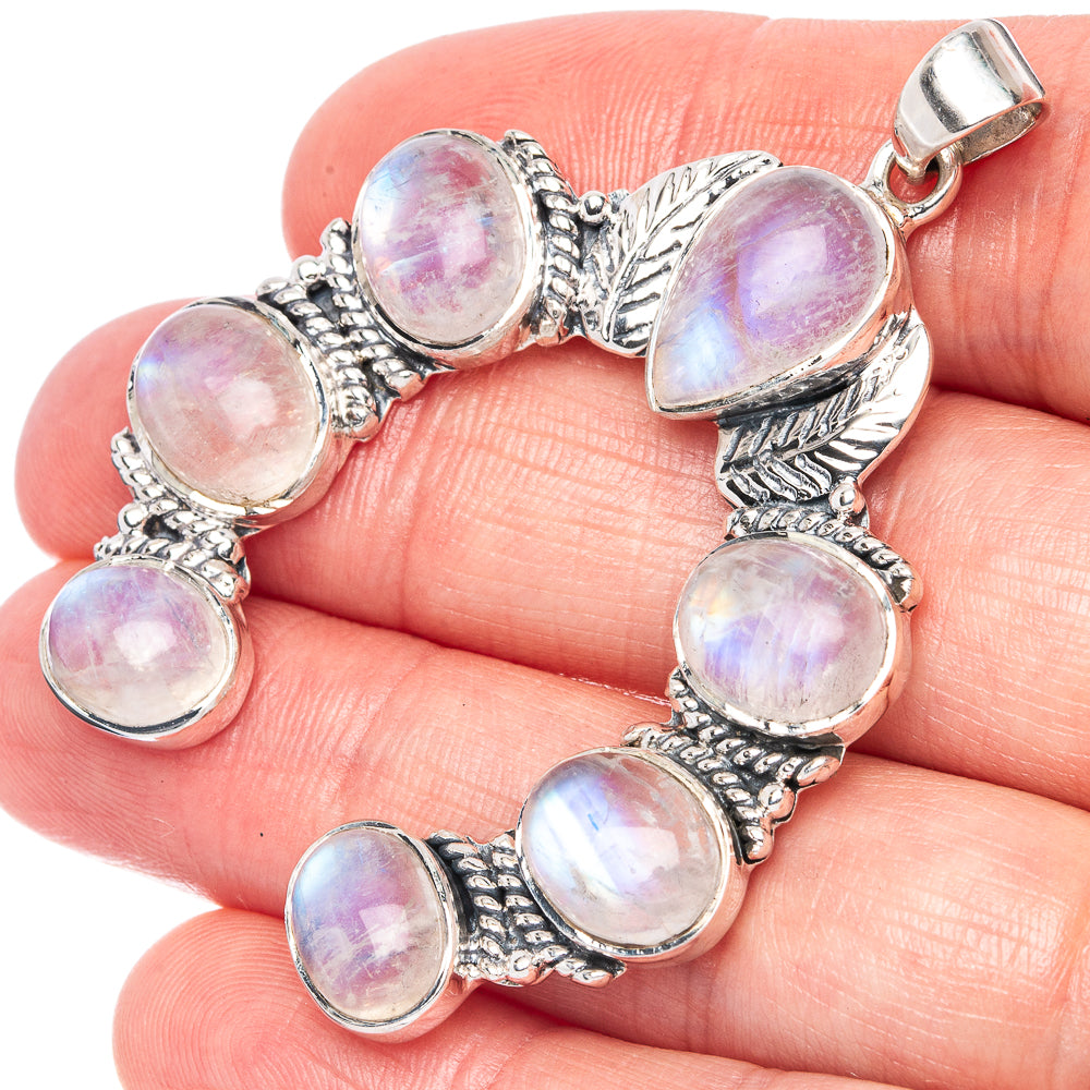 Signature Rainbow Moonstone Horseshoe Pendant 2 1/8" (925 Sterling Silver) P42297