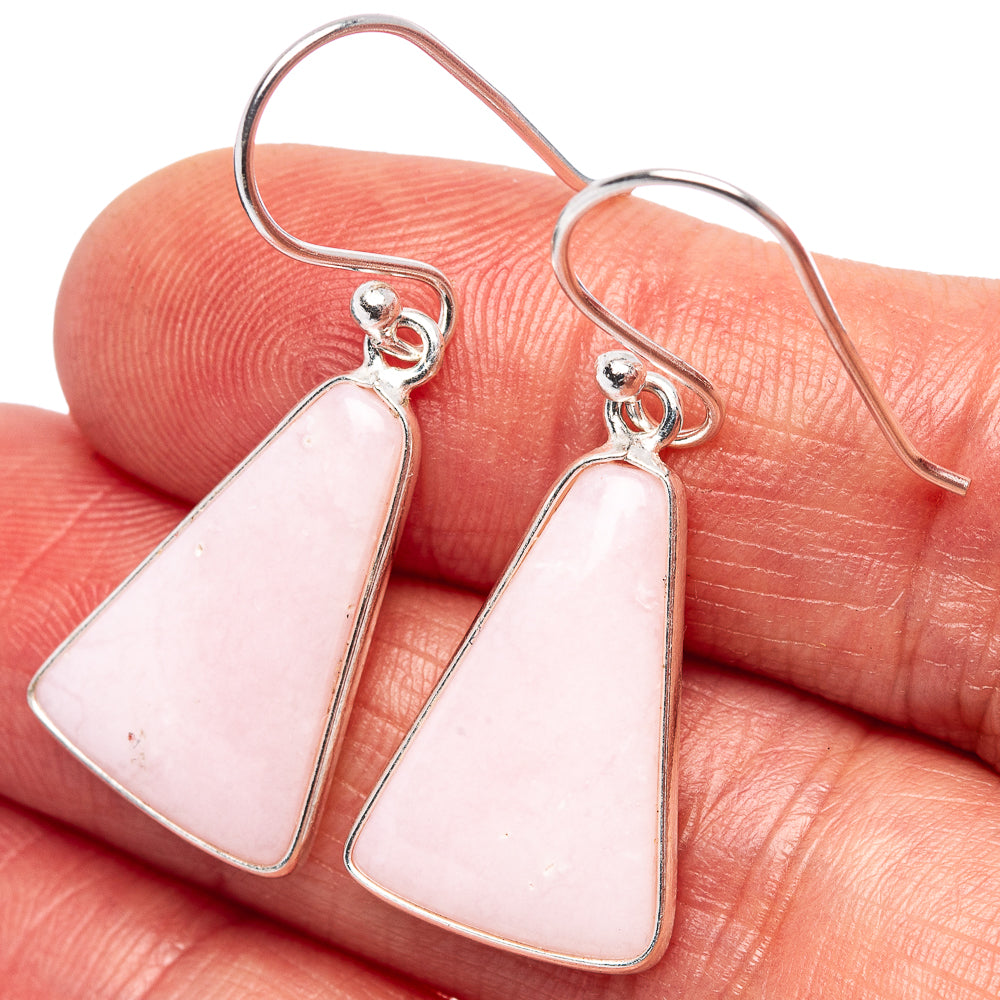 Pink Opal Earrings 1 3/8" (.925 Sterling Silver)