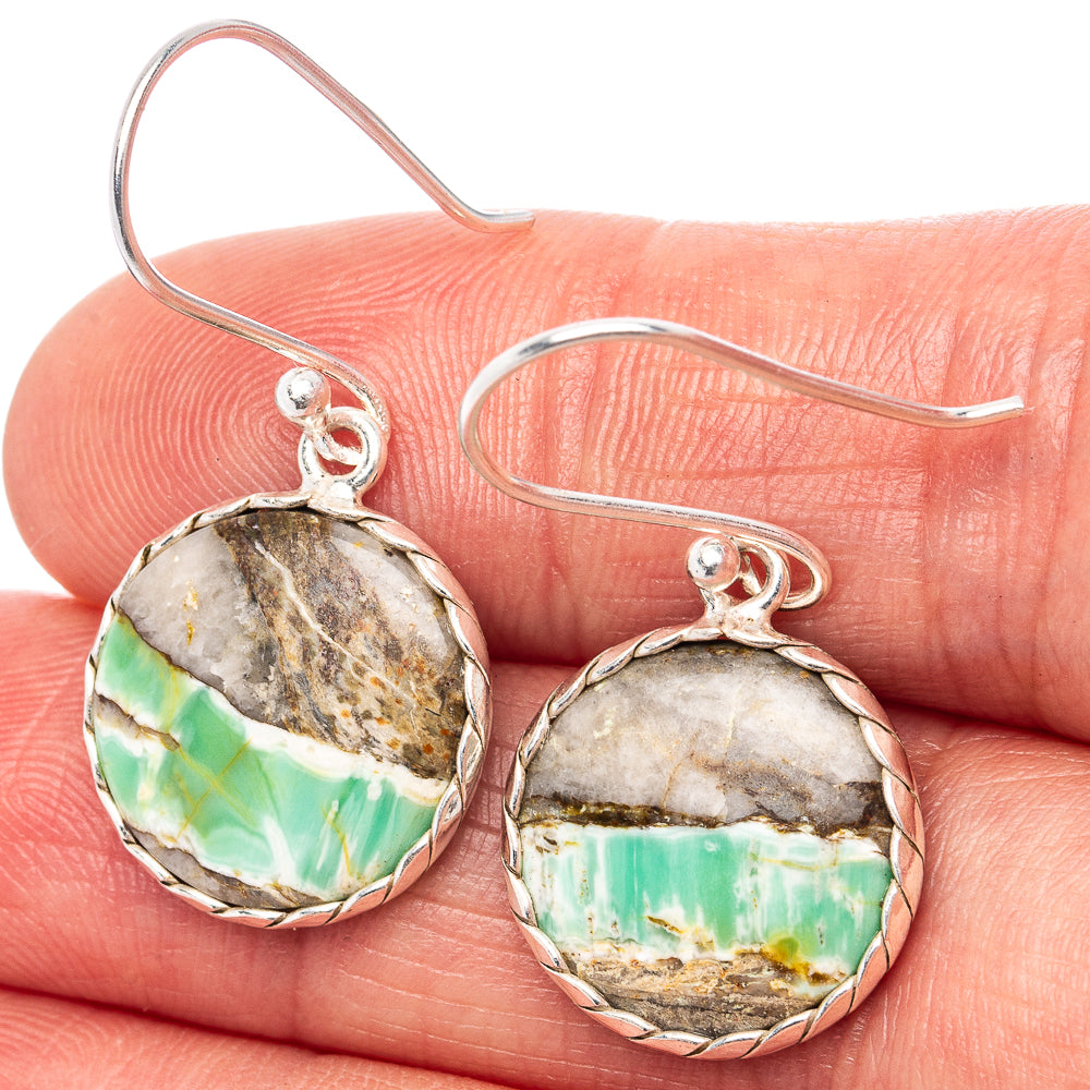 Boulder Chrysoprase Earrings 1 3/8" (.925 Sterling Silver)