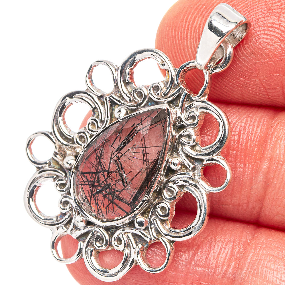 Premium Tourmalinated Quartz Pendant 1 1/2" (.925 Sterling Silver)