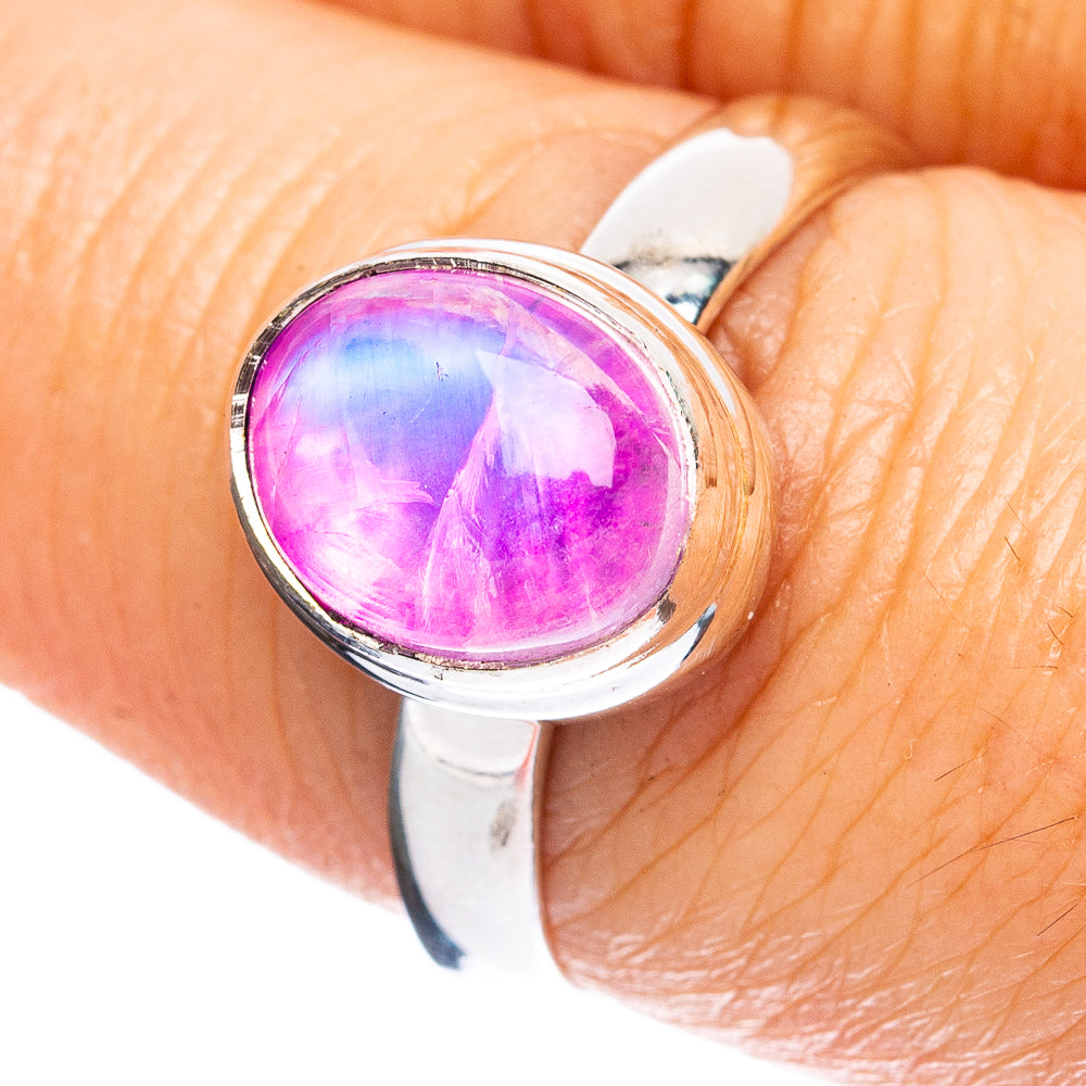 Pink Moonstone Ring Size 7.75 (925 Sterling Silver) R3724