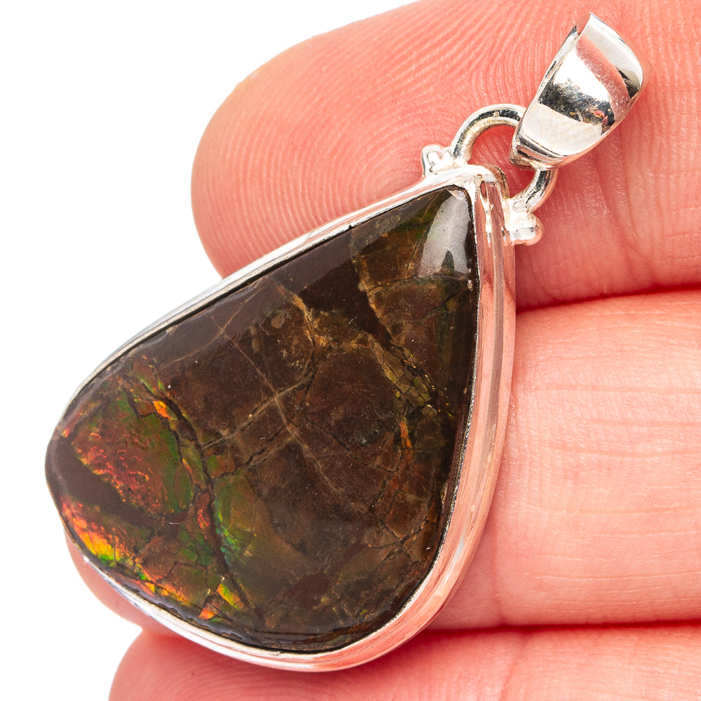 Rare Canadian Ammolite Pendant 1 1/2" (.925 Sterling Silver)