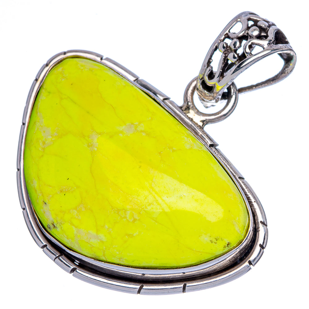 Lemon Chrysoprase Pendant 1 1/2" (925 Sterling Silver) P40066